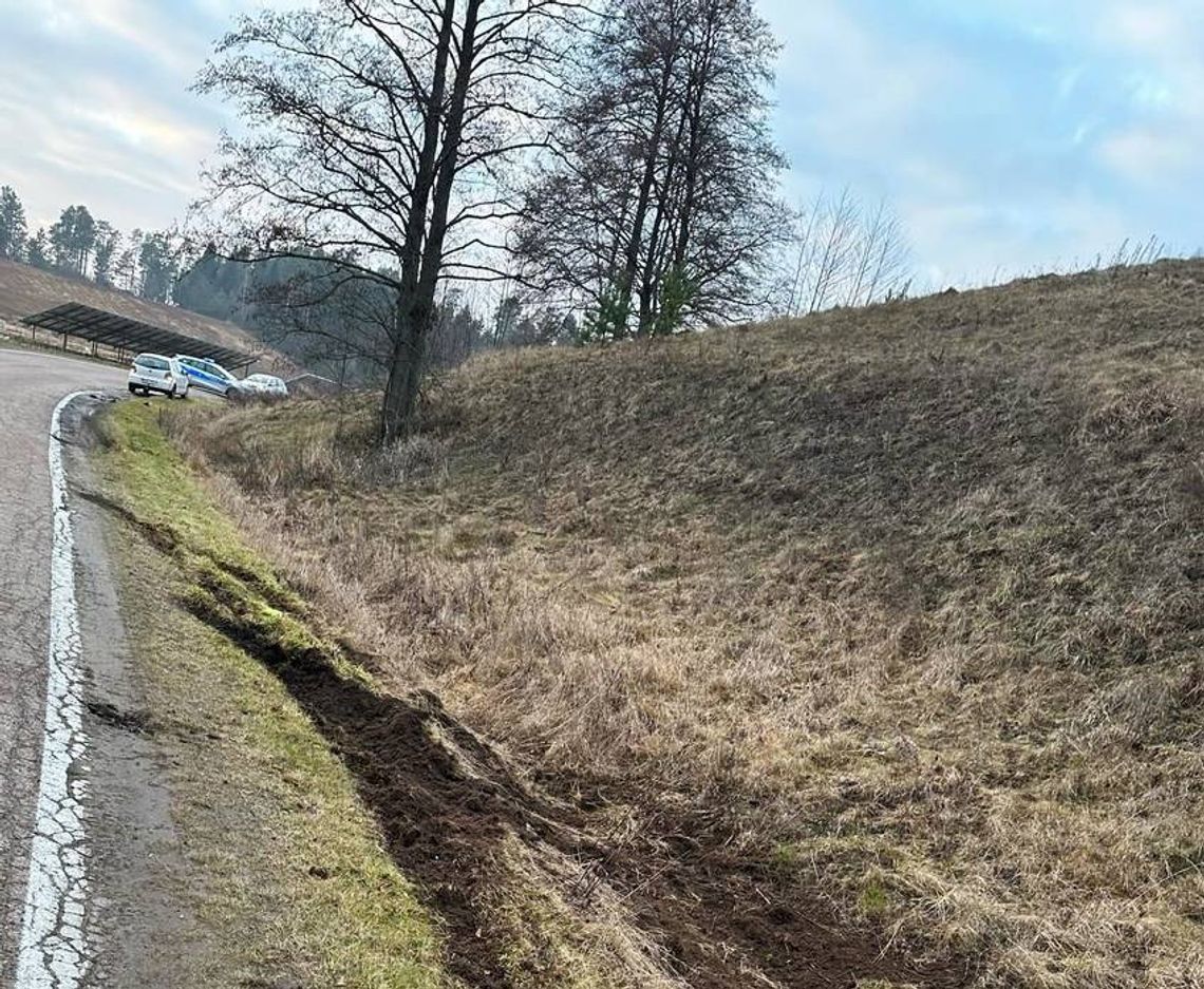 Pijany kierowca trafił do rowu, bo zapatrzył się w telefon