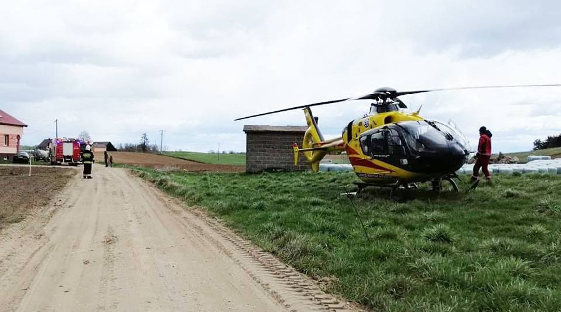 Wypadek przy pracach rolniczych w Białogórach